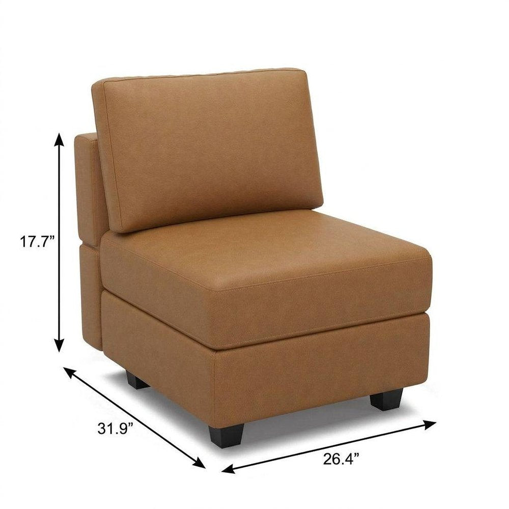 26" Brown Faux Leather Lounge Chair With Storage