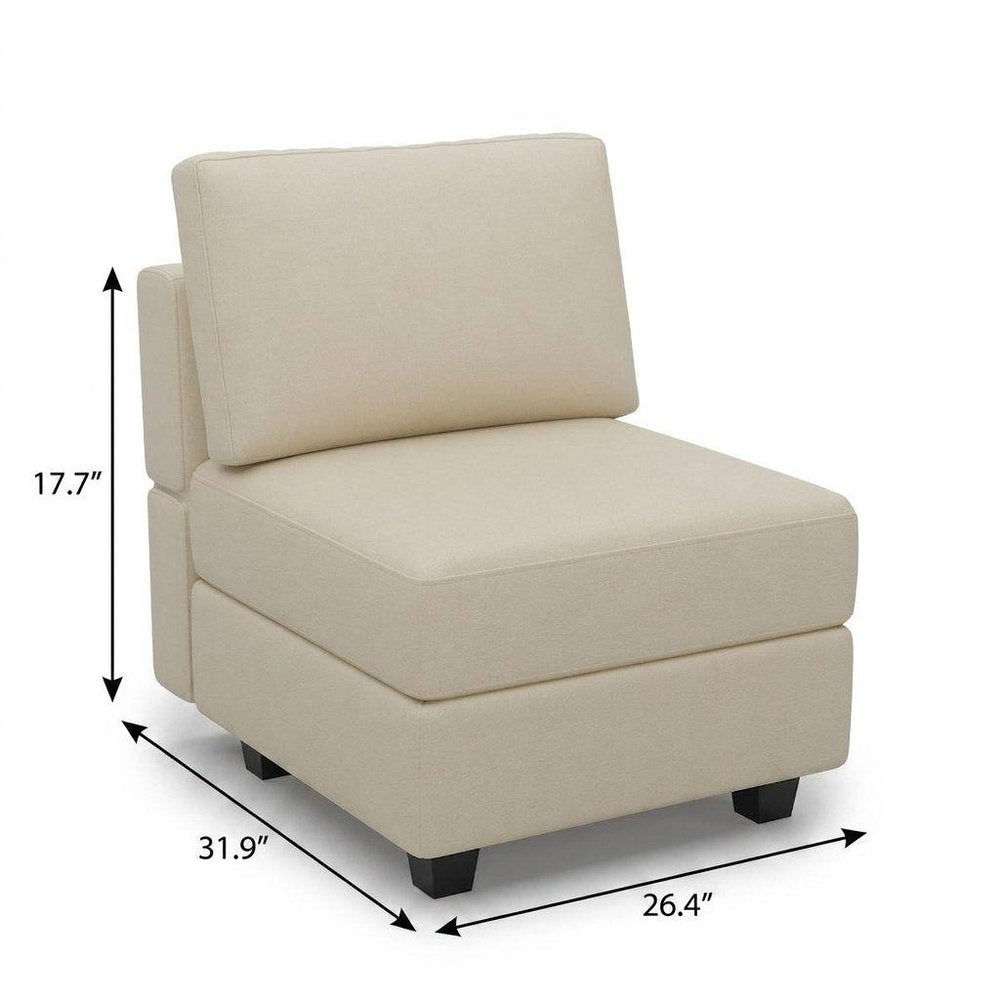26" Beige Faux Leather Lounge Chair With Storage