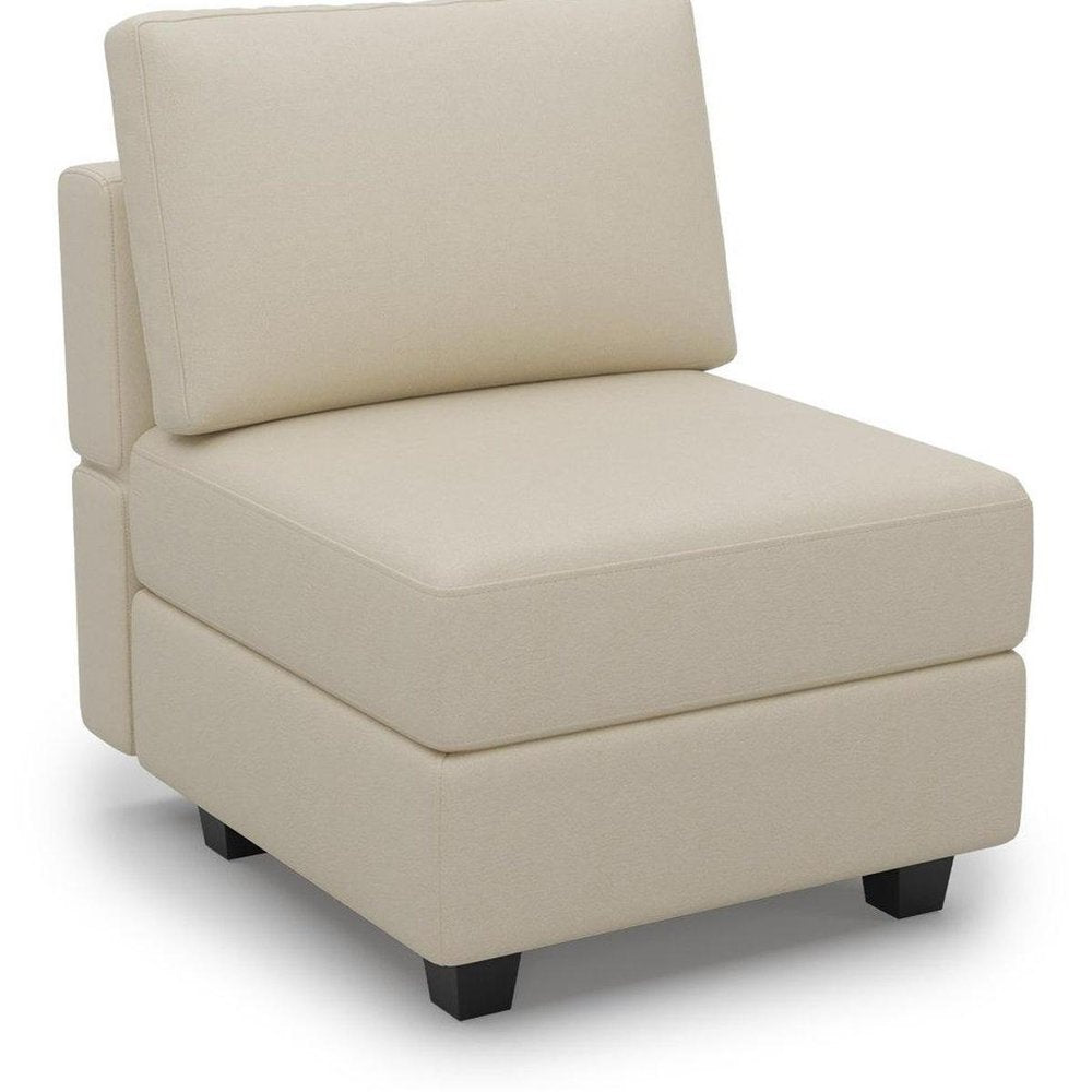 26" Beige Faux Leather Lounge Chair With Storage