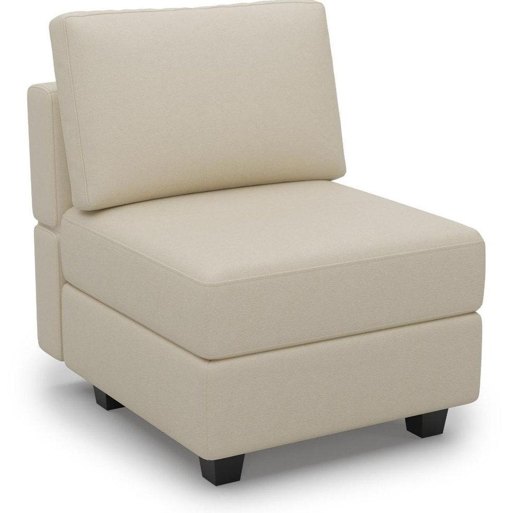 26" Beige Faux Leather Lounge Chair With Storage