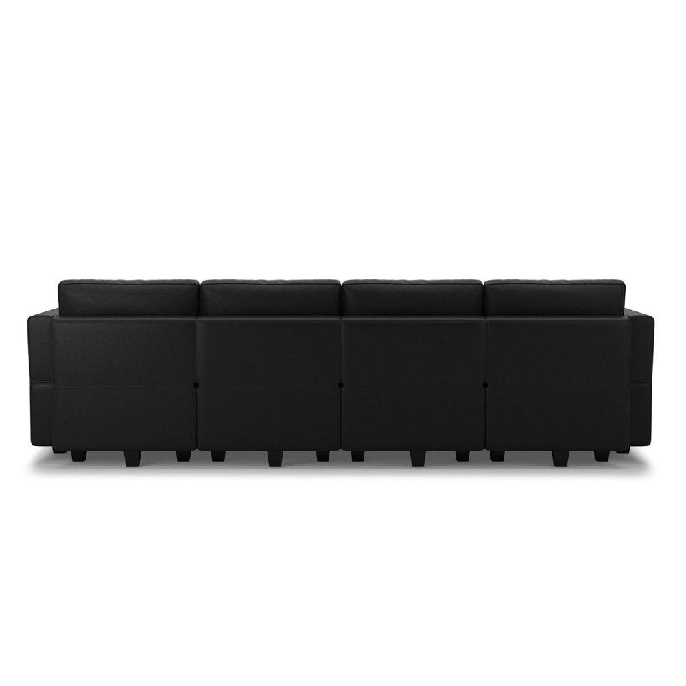 Beige Faux Leather Modular U Shaped Eight Piece Corner Sectional