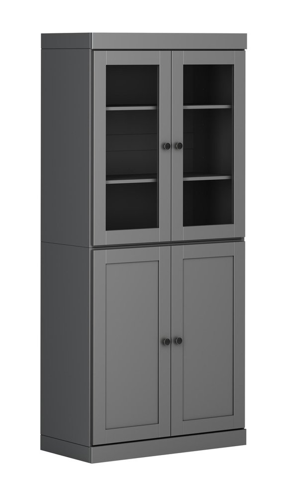 72" Gray Solid Wood Four Door Pantry Or Storage Closet