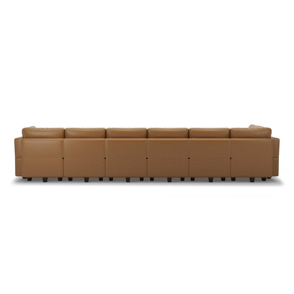 Beige Faux Leather Modular U Shaped Twelve Piece Corner Sectional