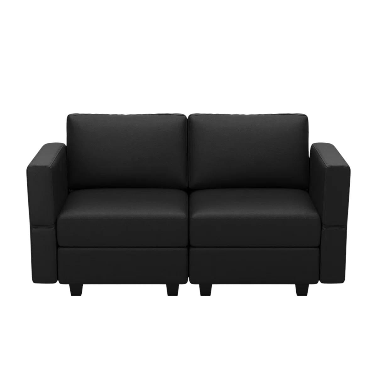 64" Black Faux Leather Loveseat With Storage