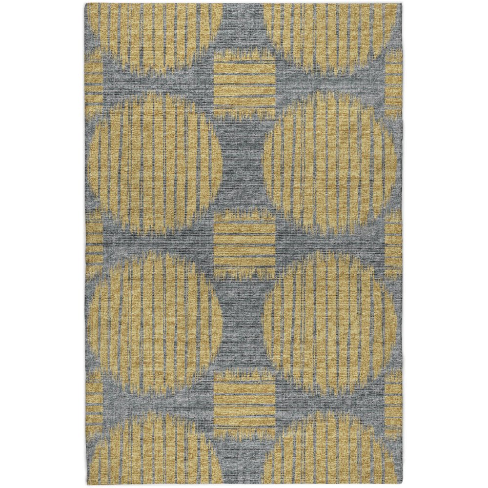 9' X 12' Yellow And Gray Geometric Shag Washable Area Rug With UV Protection