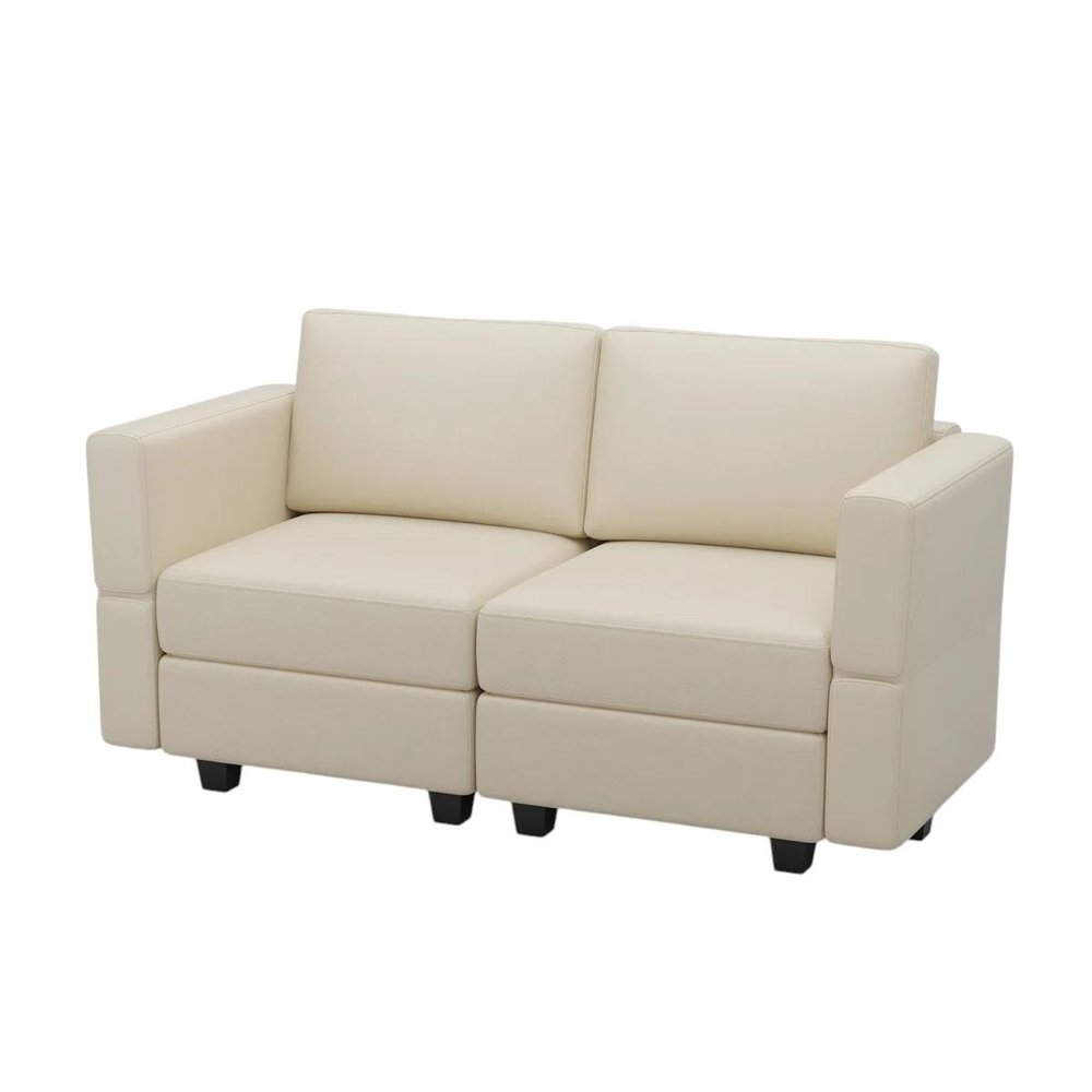 64" Black Faux Leather Loveseat With Storage