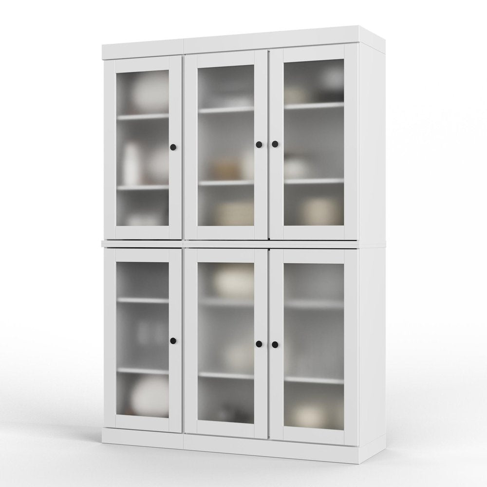 72" White Solid Wood Six Door Pantry Or Storage Closet