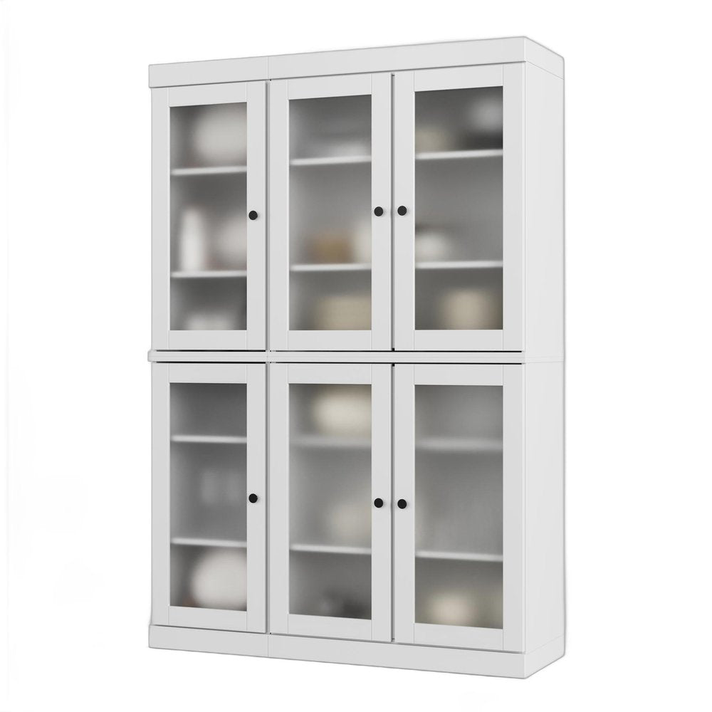 72" White Solid Wood Six Door Pantry Or Storage Closet