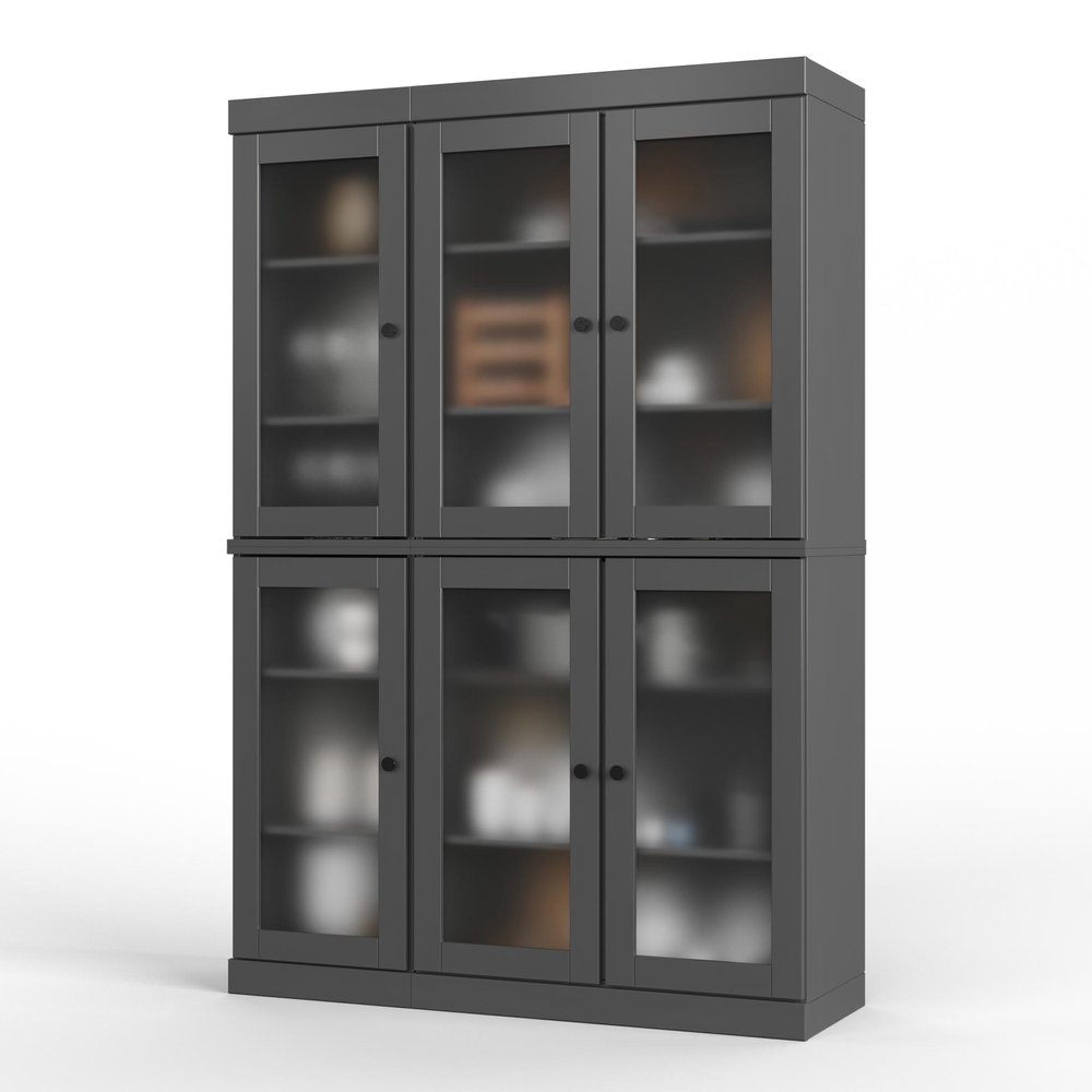 72" Gray Solid Wood Six Door Pantry Or Storage Closet