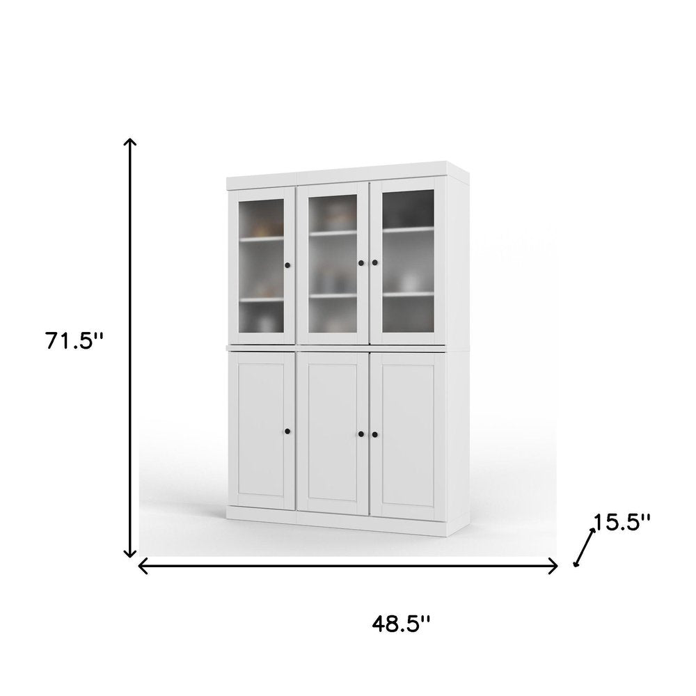 72" White Solid Wood Six Door Pantry Or Storage Closet