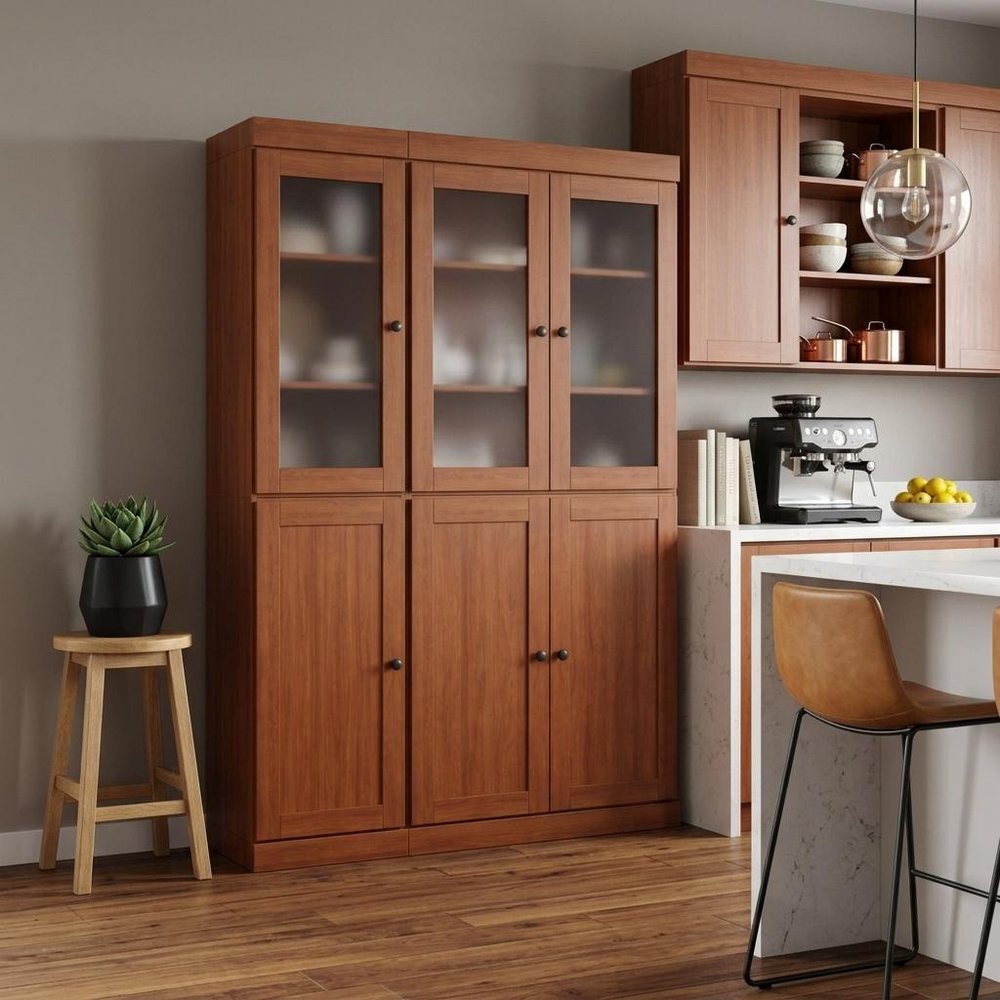72" Coffee Solid Wood Six Door Pantry Or Storage Closet