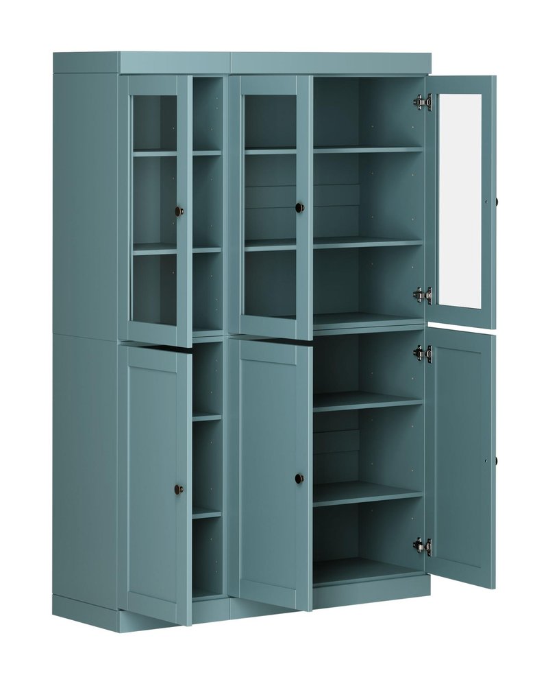 72" Aqua Solid Wood Six Door Pantry Or Storage Closet