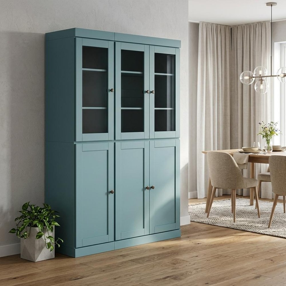 72" Aqua Solid Wood Six Door Pantry Or Storage Closet
