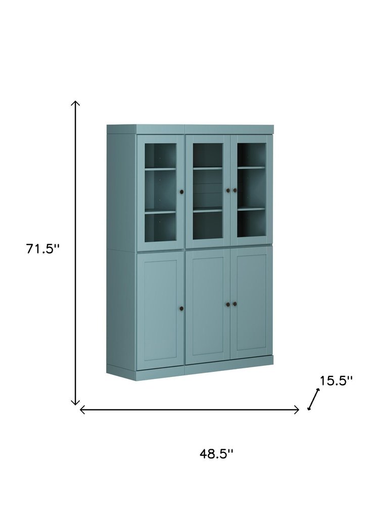 72" Aqua Solid Wood Six Door Pantry Or Storage Closet