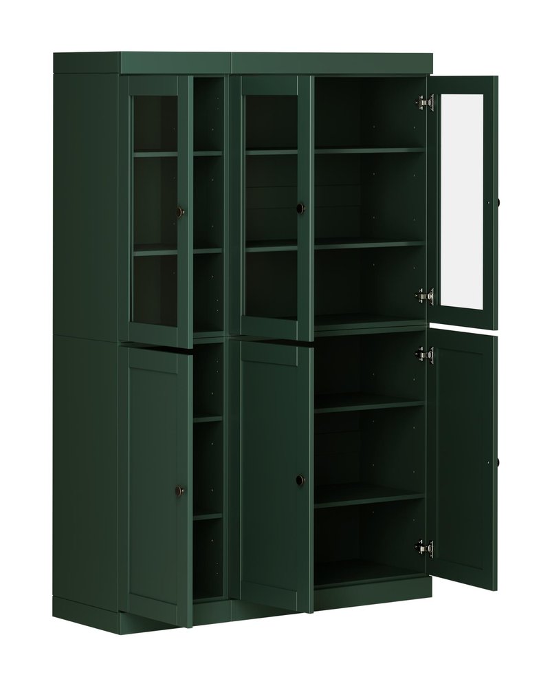 72" Green Solid Wood Six Door Pantry Or Storage Closet