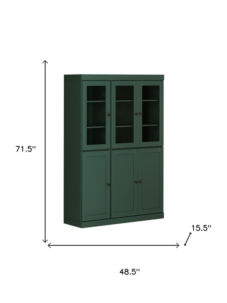72" Green Solid Wood Six Door Pantry Or Storage Closet