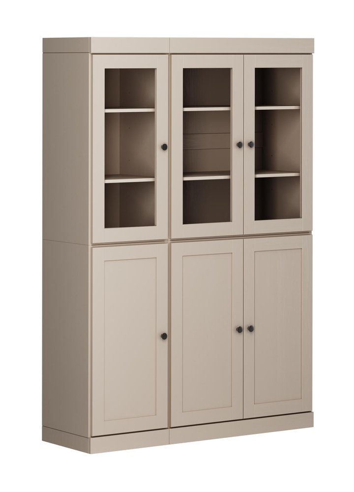 72" Beige Solid Wood Six Door Pantry Or Storage Closet