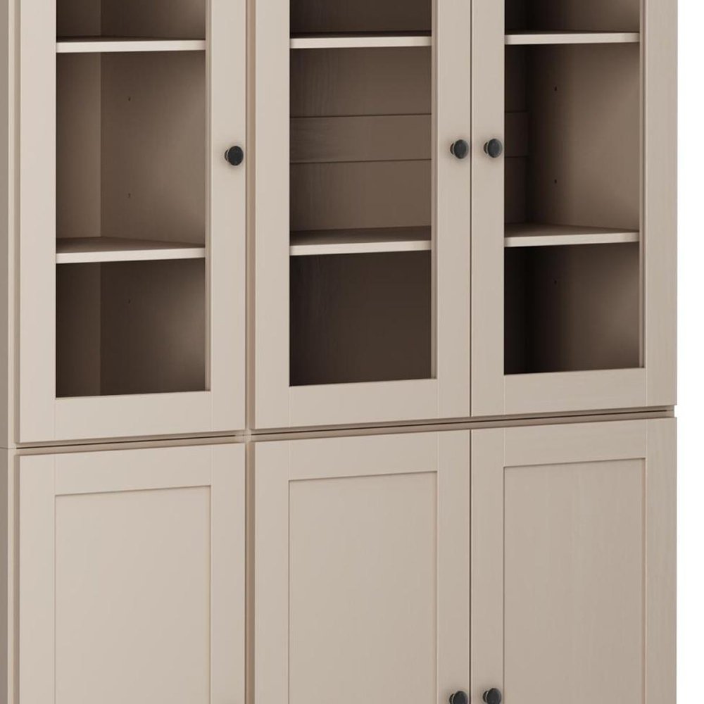 72" Beige Solid Wood Six Door Pantry Or Storage Closet