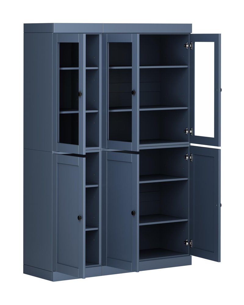 72" French Blue Solid Wood Six Door Pantry Or Storage Closet