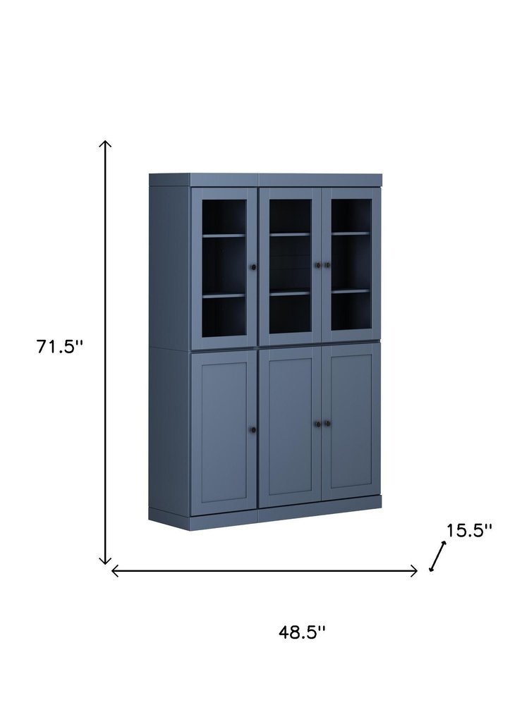 72" French Blue Solid Wood Six Door Pantry Or Storage Closet