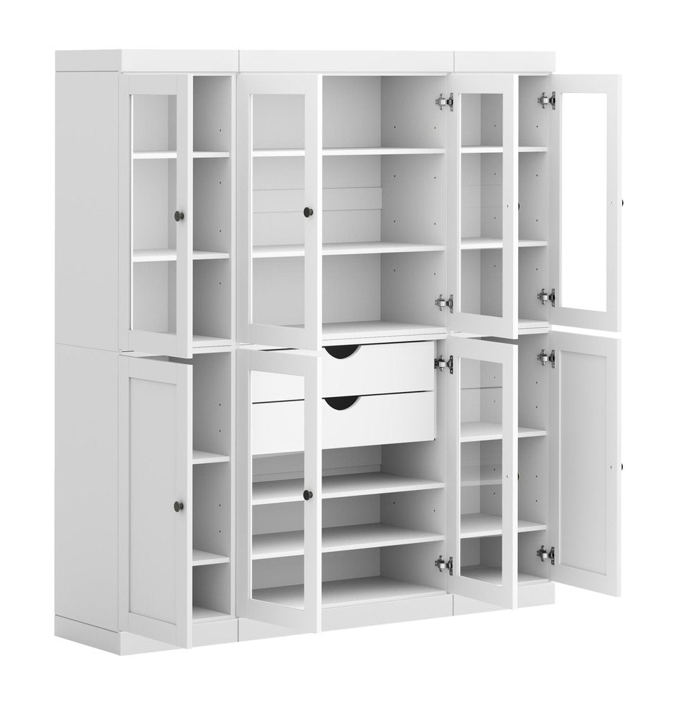 72" White Solid Wood 8 Two Drawer Pantry Or Storage Closet
