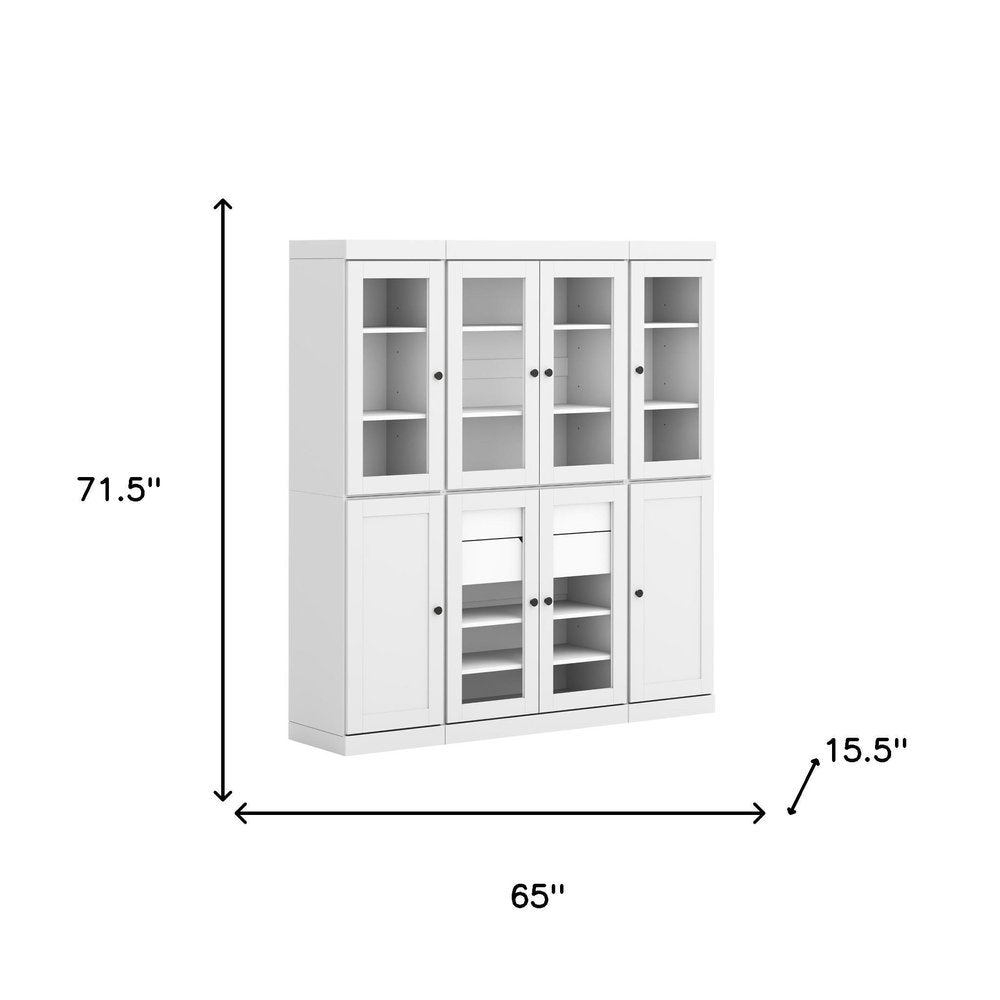 72" White Solid Wood 8 Two Drawer Pantry Or Storage Closet