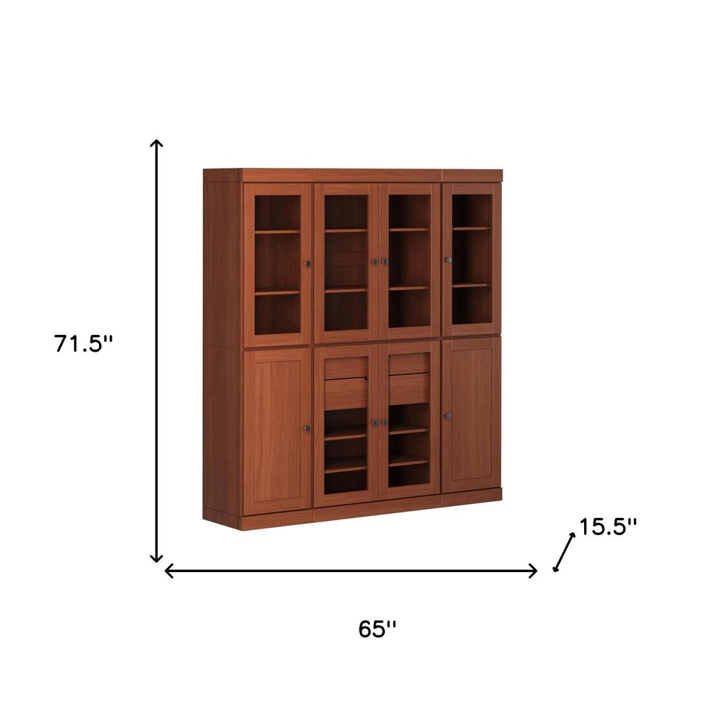72" Coffee Solid Wood 8 Two Drawer Pantry Or Storage Closet
