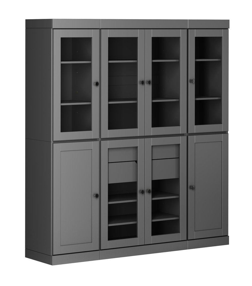 72" Gray Solid Wood 8 Two Drawer Pantry Or Storage Closet