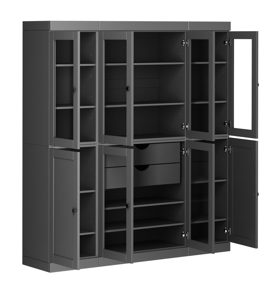 72" Gray Solid Wood 8 Two Drawer Pantry Or Storage Closet