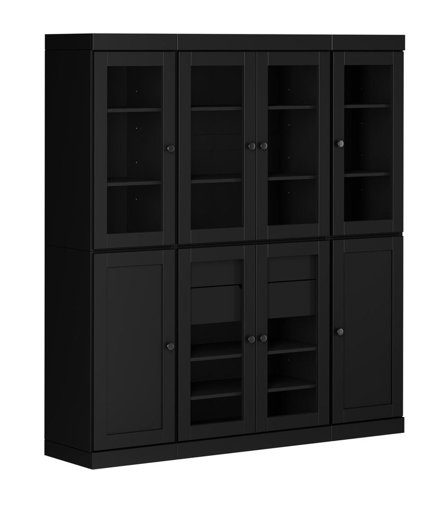 72" Black Solid Wood 8 Two Drawer Pantry Or Storage Closet