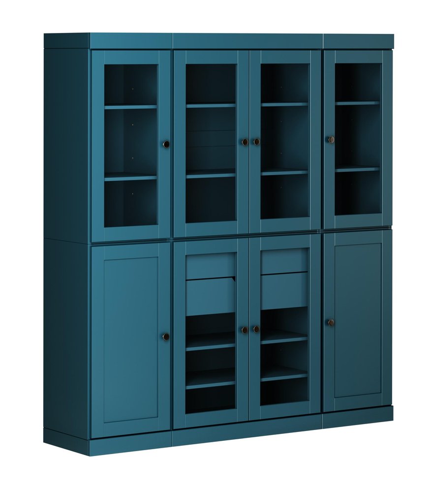 72" Black Solid Wood 8 Two Drawer Pantry Or Storage Closet