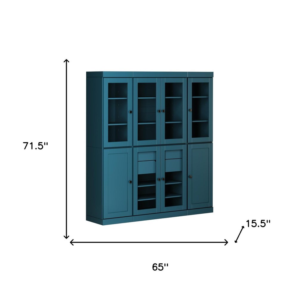 72" Black Solid Wood 8 Two Drawer Pantry Or Storage Closet