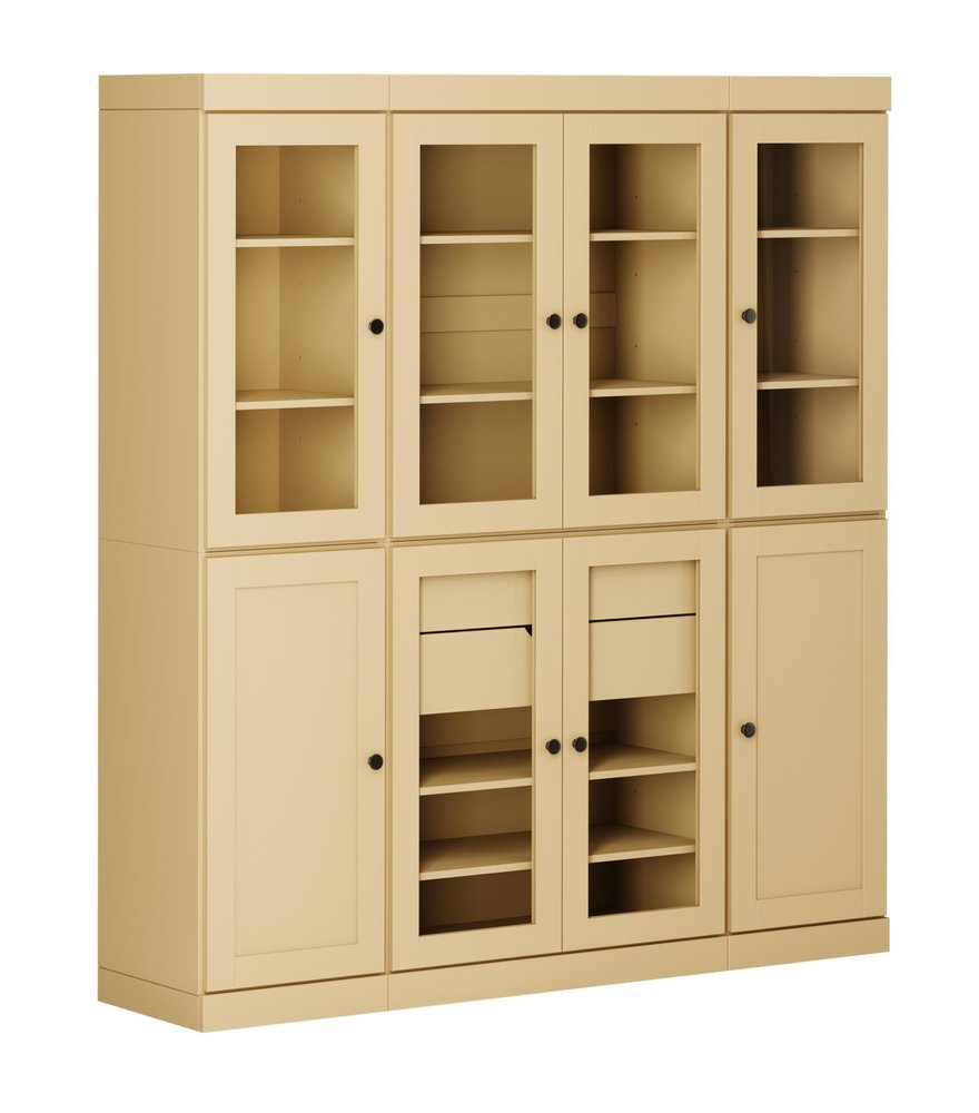 72" Yellow Solid Wood 8 Two Drawer Pantry Or Storage Closet