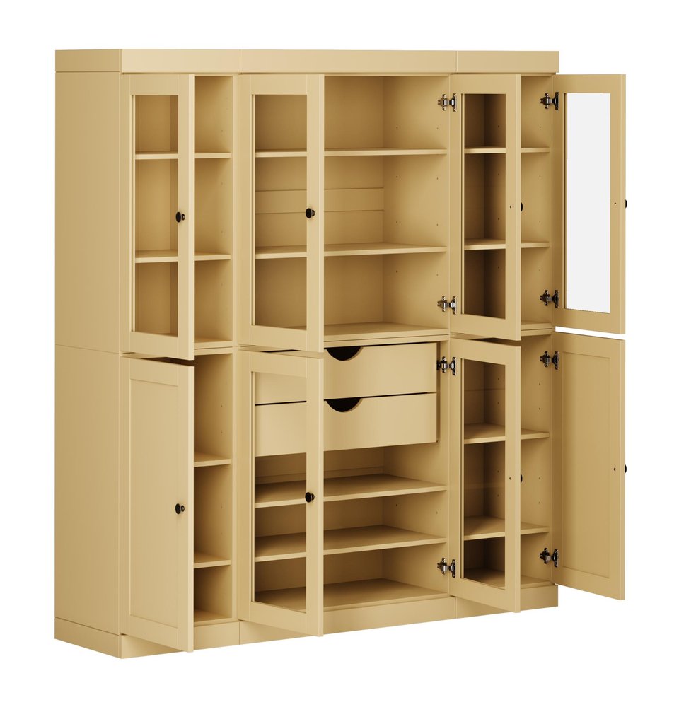 72" Yellow Solid Wood 8 Two Drawer Pantry Or Storage Closet