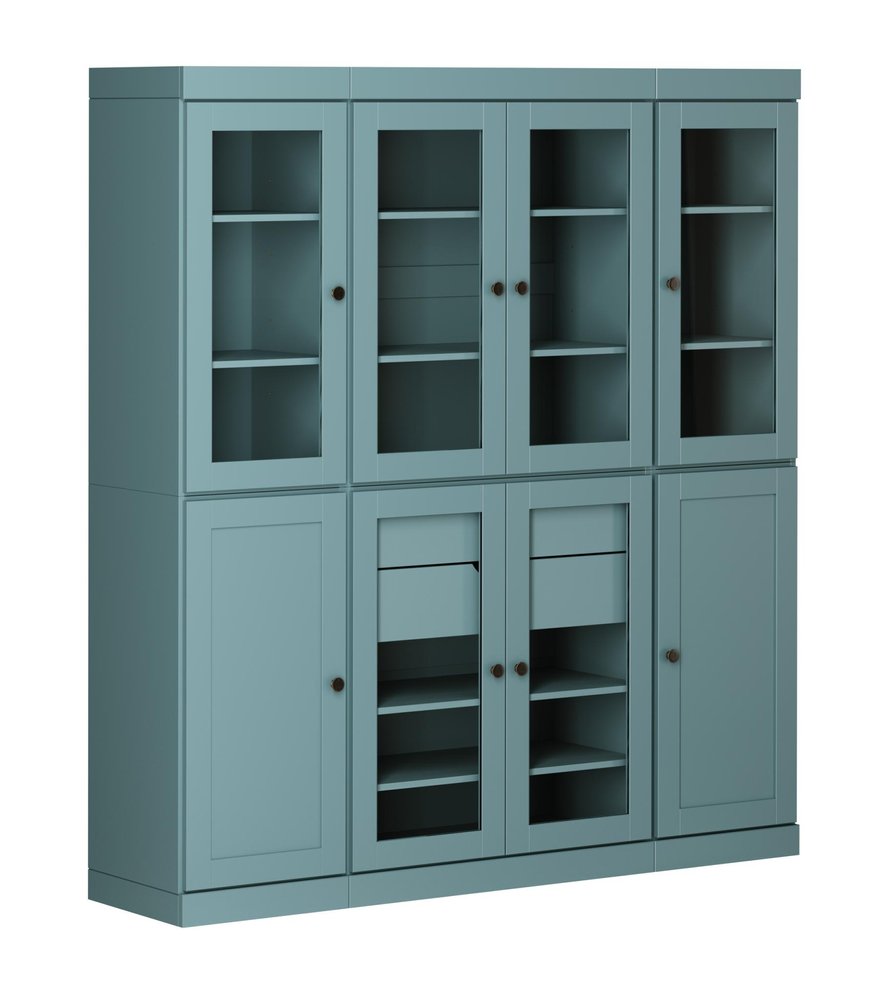 72" Aqua Solid Wood 8 Two Drawer Pantry Or Storage Closet