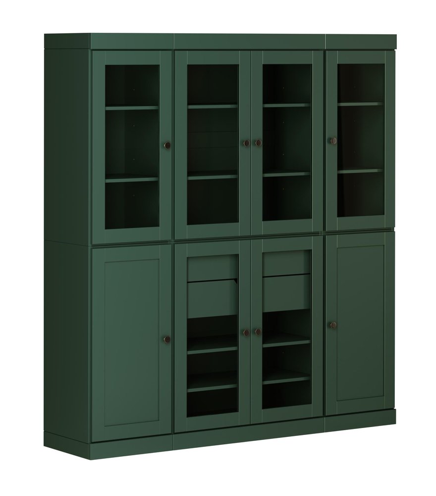 72" Green Solid Wood 8 Two Drawer Pantry Or Storage Closet