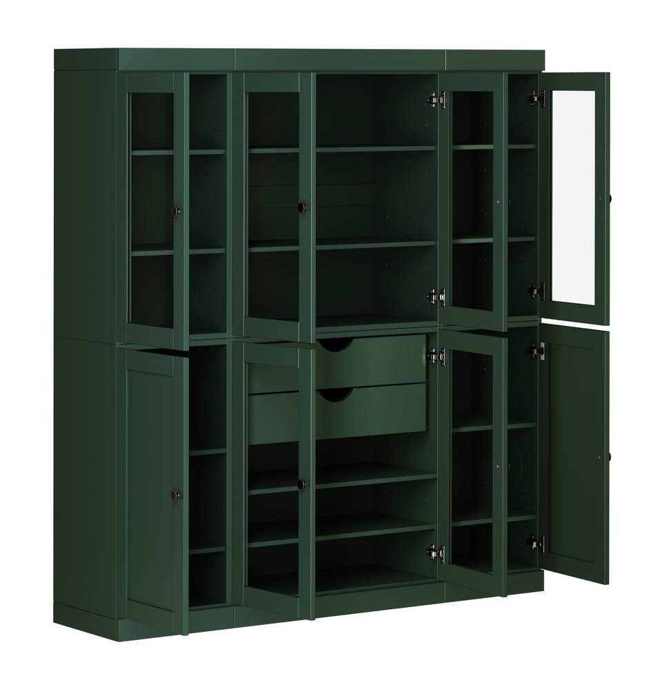 72" Green Solid Wood 8 Two Drawer Pantry Or Storage Closet