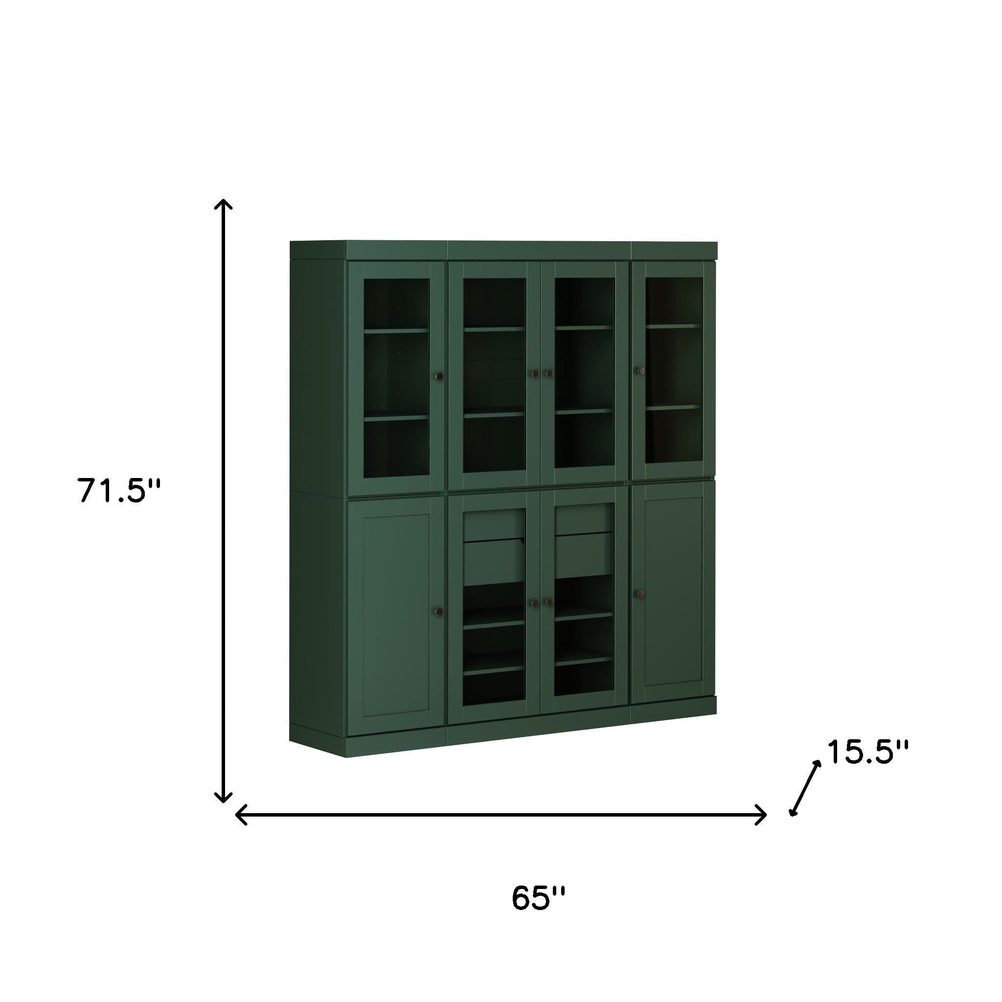 72" Green Solid Wood 8 Two Drawer Pantry Or Storage Closet