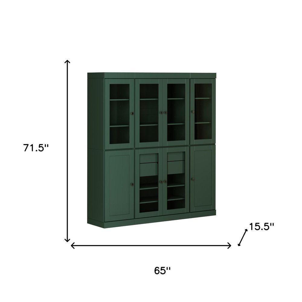 72" Green Solid Wood 8 Two Drawer Pantry Or Storage Closet