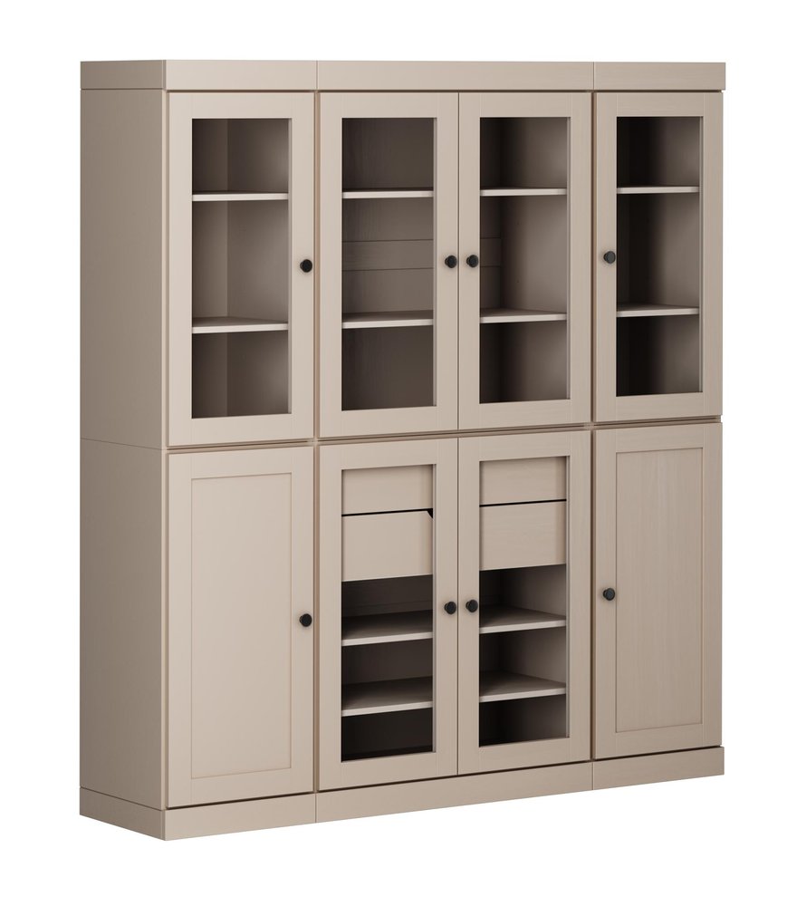 72" Beige Solid Wood 8 Two Drawer Pantry Or Storage Closet