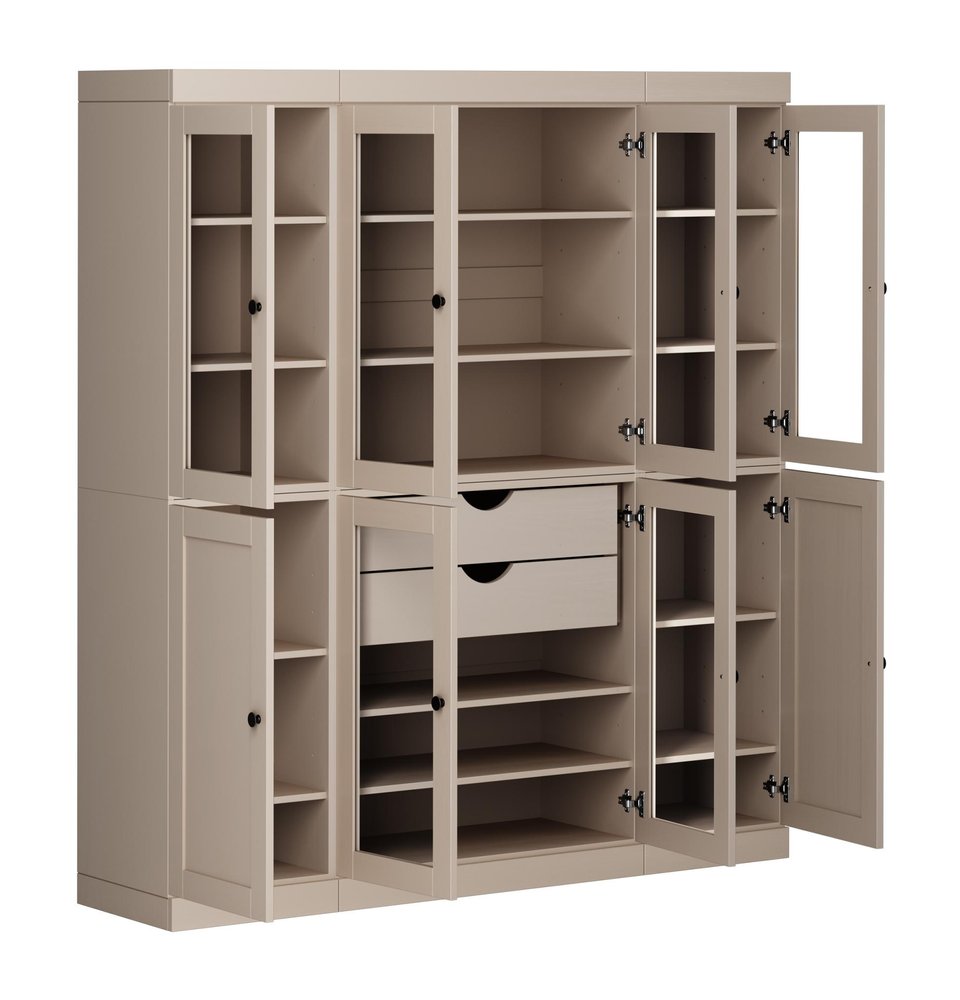 72" Beige Solid Wood 8 Two Drawer Pantry Or Storage Closet