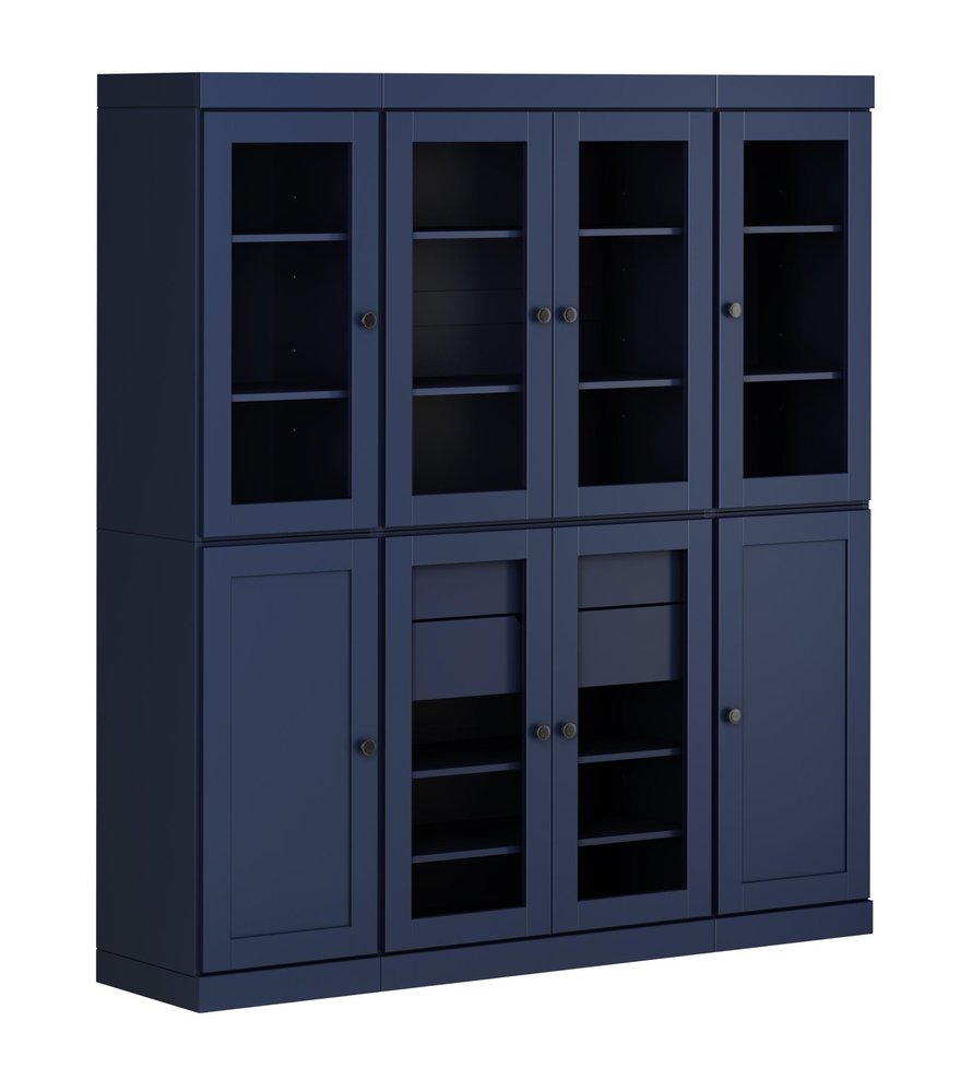 72" French Blue Solid Wood 8 Two Drawer Pantry Or Storage Closet