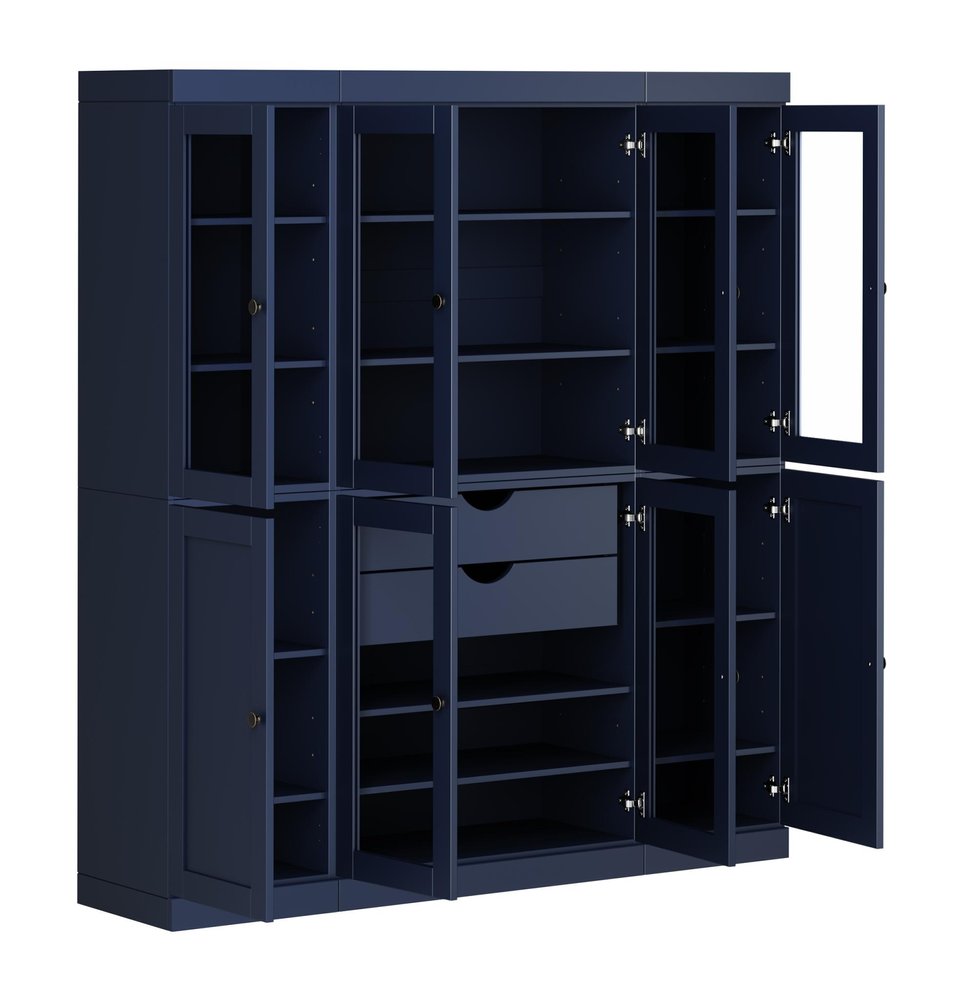 72" French Blue Solid Wood 8 Two Drawer Pantry Or Storage Closet
