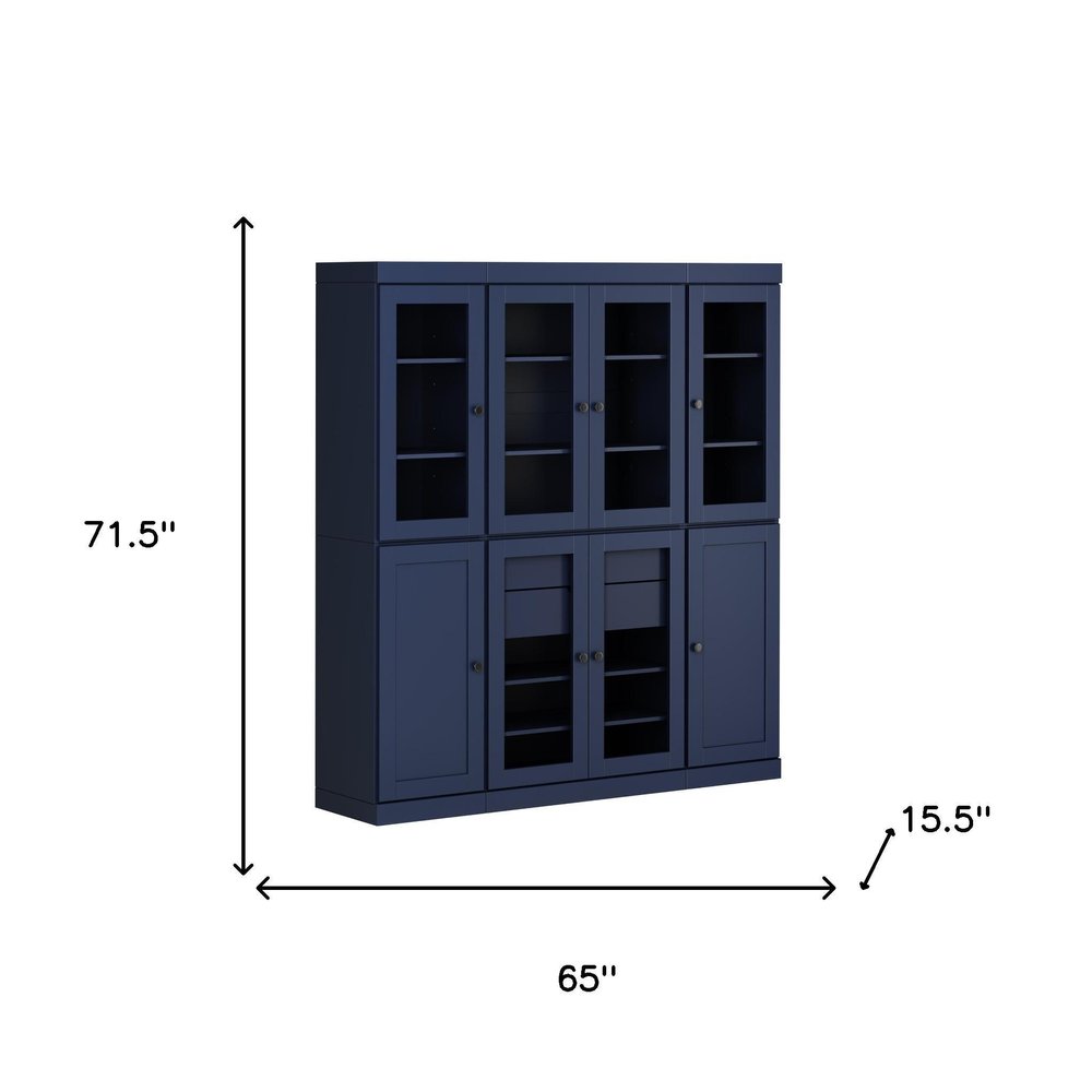 72" French Blue Solid Wood 8 Two Drawer Pantry Or Storage Closet