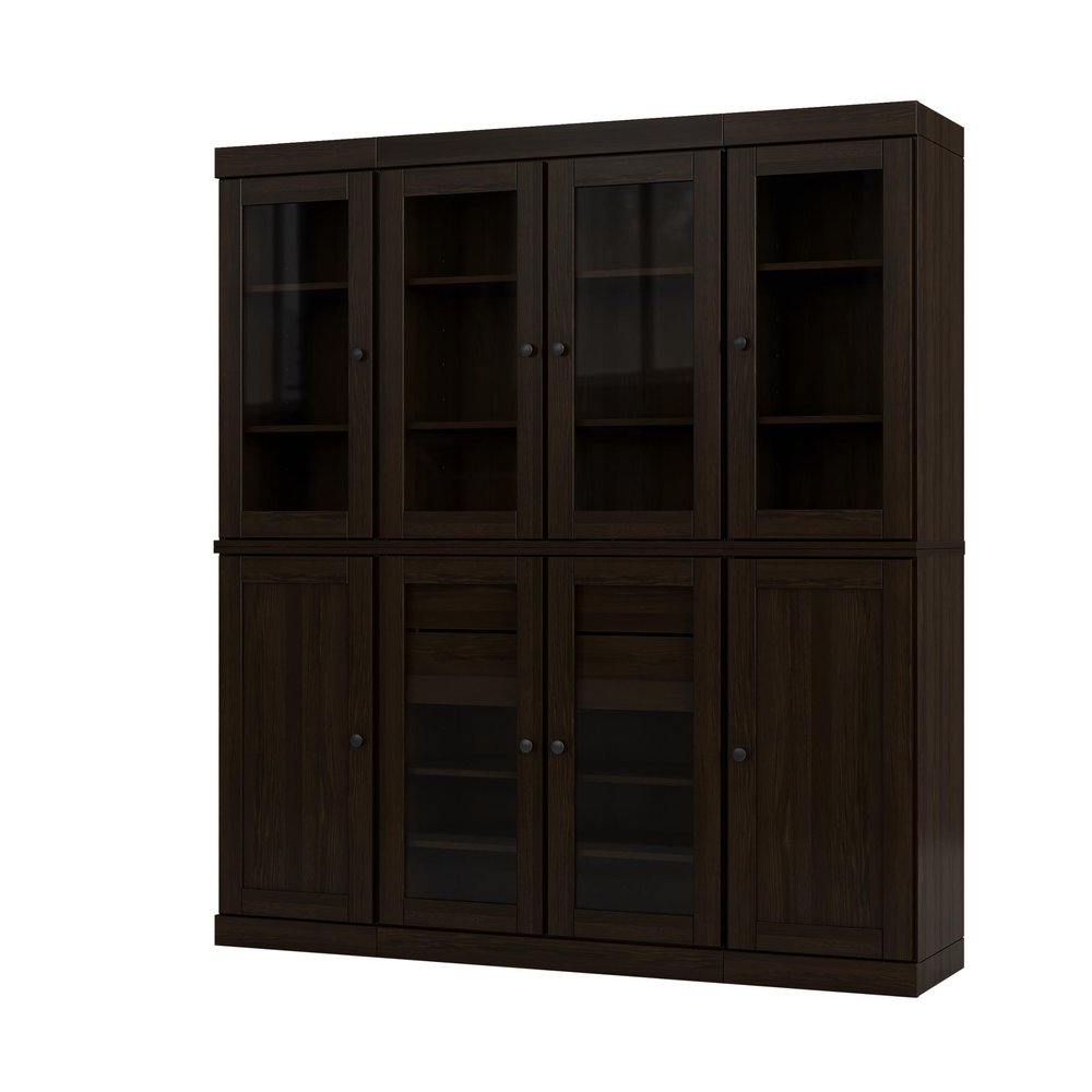 72" Espresso Solid Wood 8 Two Drawer Pantry Or Storage Closet