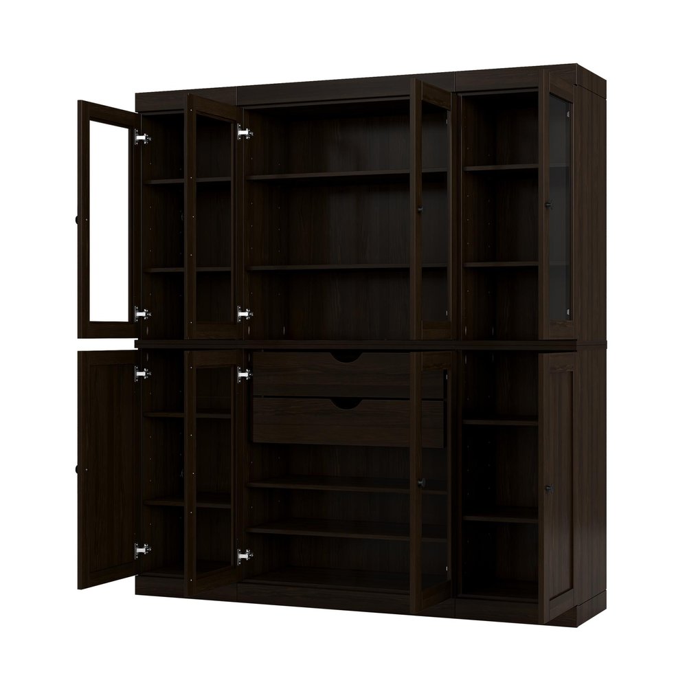 72" Espresso Solid Wood 8 Two Drawer Pantry Or Storage Closet