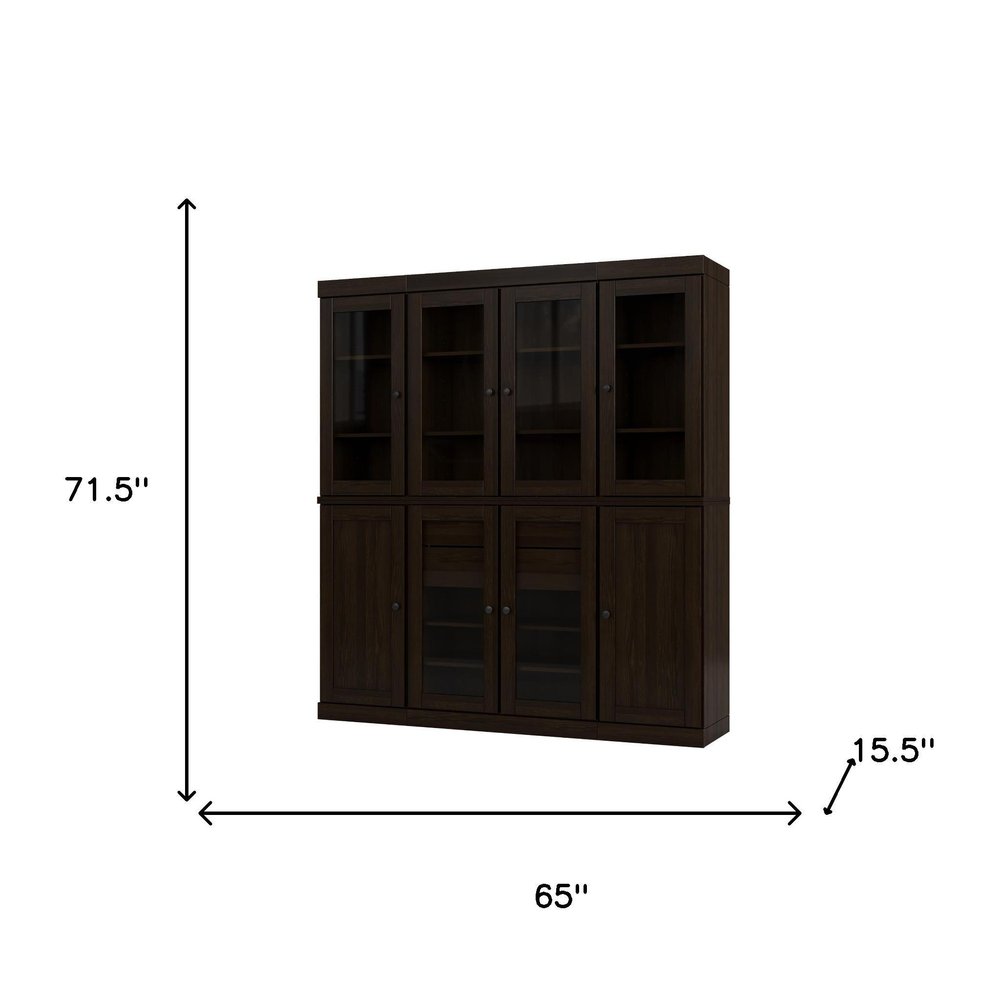 72" Espresso Solid Wood 8 Two Drawer Pantry Or Storage Closet