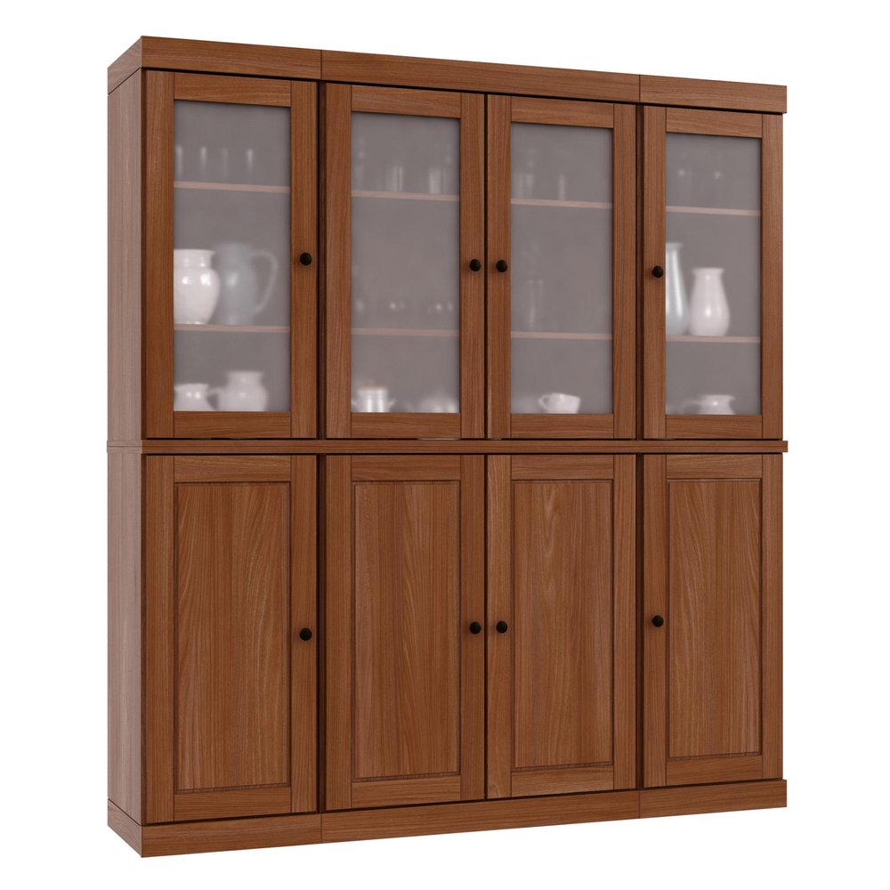 72" Coffee Solid Wood 8 Two Drawer Pantry Or Storage Closet