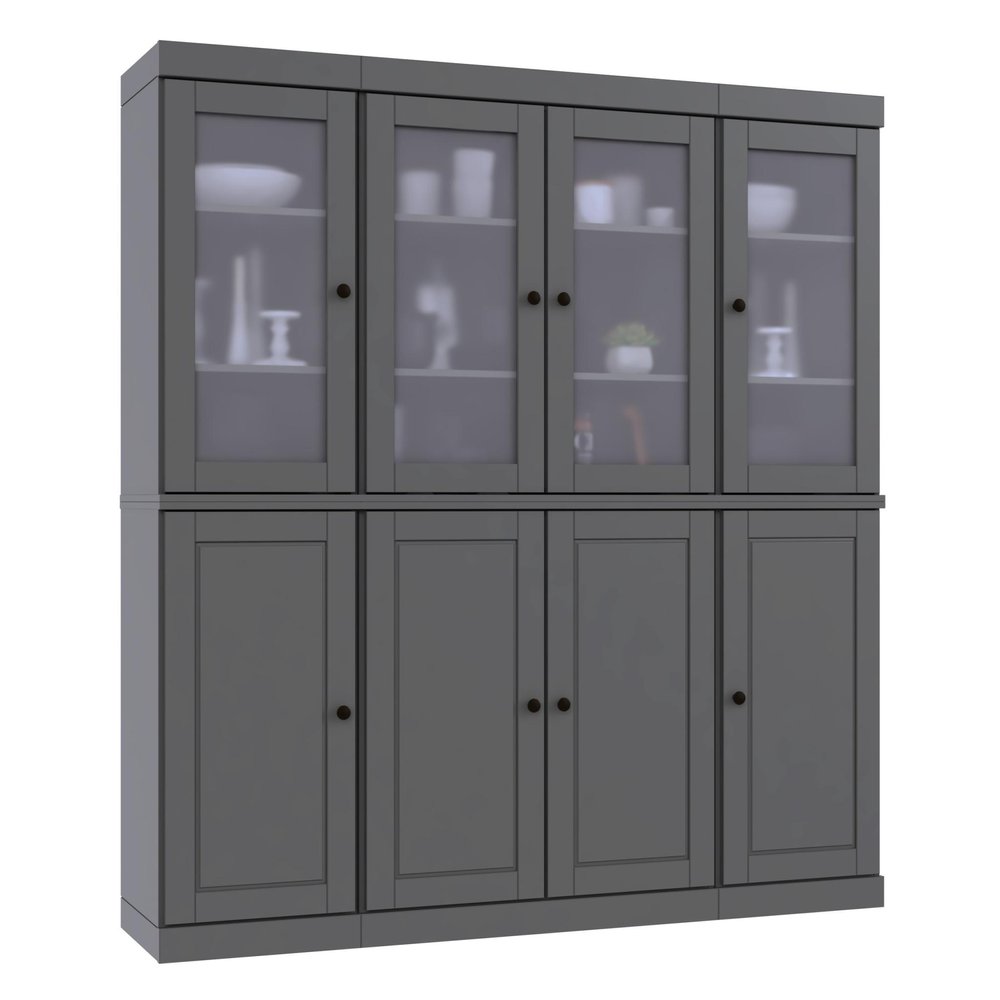 72" Gray Solid Wood 8 Two Drawer Pantry Or Storage Closet
