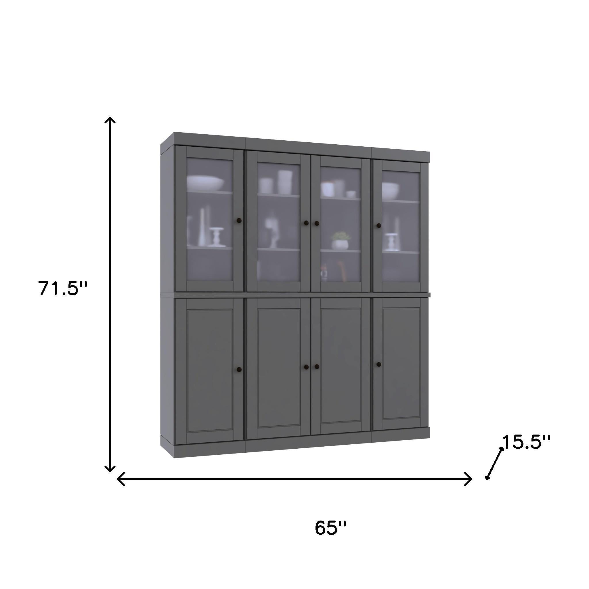 72" Gray Solid Wood 8 Two Drawer Pantry Or Storage Closet